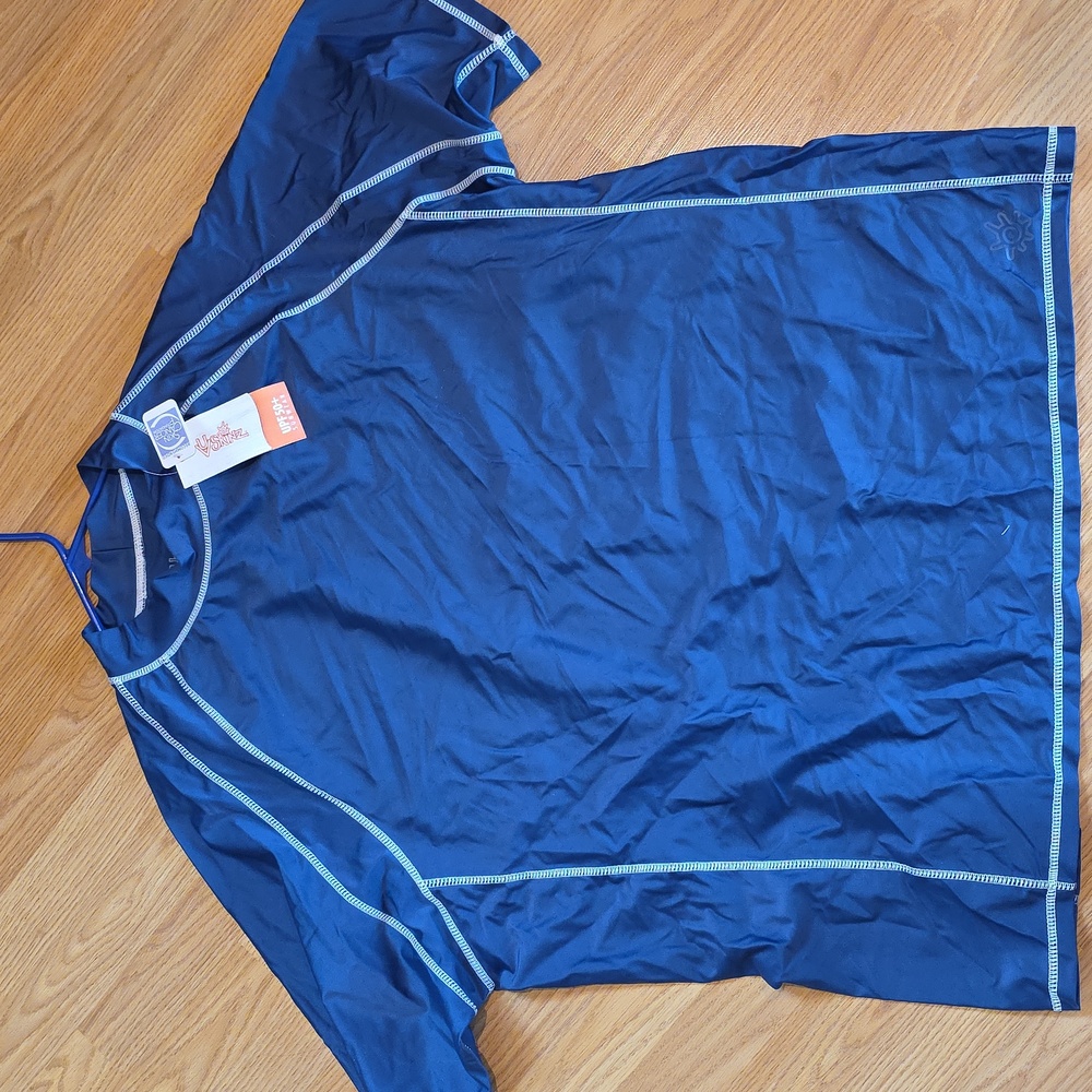 NWT Blue UV Swim Shirt UPF 50+ with White Stitching 4XL